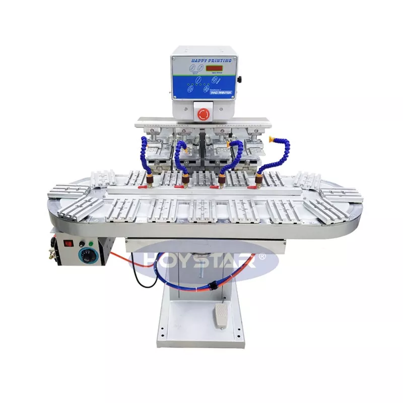 Nagy méretű, négyszínű tamponnyomtató szállítószalaggal