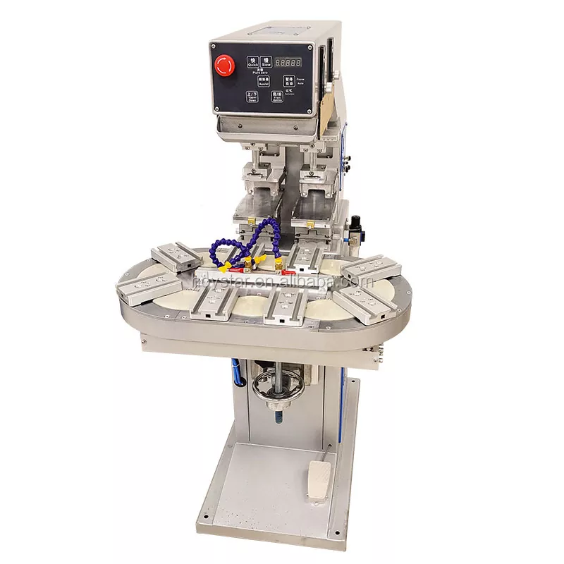 Kétszínű forgóasztalos tamponnyomógép